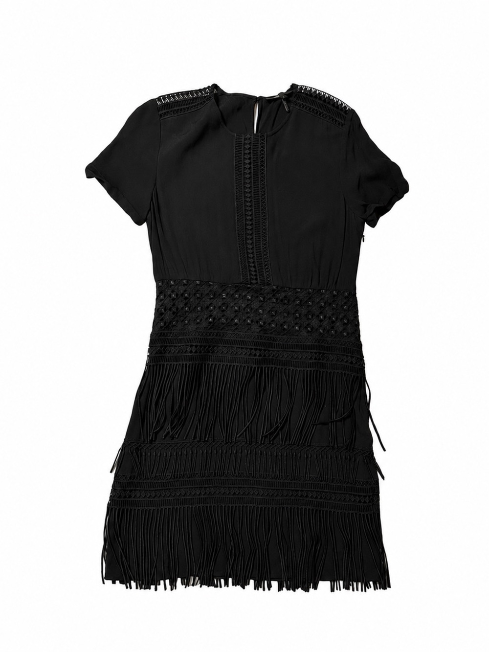 Black Fringe Short Dress